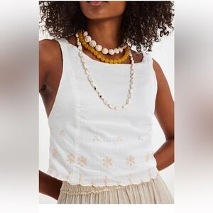 NWOT Free People Kayla Solid Embroidered Cropped Blouse Top